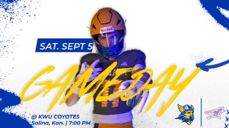 BethanySwedes's tweet photo. 🏈🏈GAMEDAY🏈🏈
⭐️Swedes Football⭐️
🆚Kansas Wesleyan University Coyotes
🕖7:00 PM
📍Salina, Kan.
🏟️Graves Family Sports Complex
💹Live Stats: https://t.co/VfbiN3qMLS
📹Livestream (UEN): https://t.co/VRvXKwXPsl
📹Livestream (KCAC Network): https://t.co/0SFk5yRx4F

#RockarStockar https://t.co/aYrbSDfniW