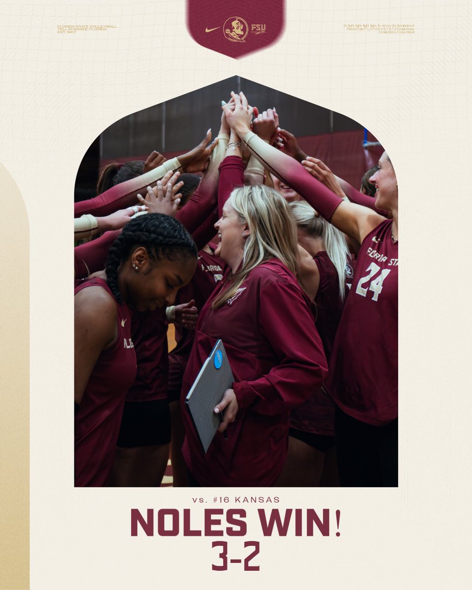 FSU_Volleyball's tweet photo. THE NOLES EARN A TOP 20 VICTORY 🔥 https://t.co/jJra9VG8Ys