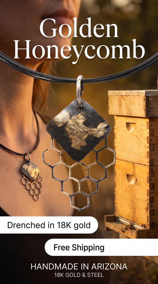 AleneJewelry's tweet photo. Golden Honeycomb Pendant.Bees create and store their honey in honeycomb matrixes. The honeycomb is seen as a symbol of safety and protection for those who wear the design. https://t.co/WKu9pqptQ9 https://t.co/s9izbtgTHu