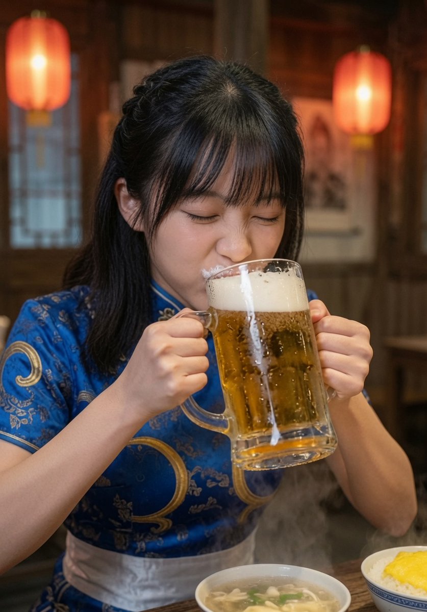 ryuto_shobo's tweet photo. 第15回 昇竜園

コピーライター・高橋莉華が向かったのは、竜都商店街にある町中華「昇竜園」。

バラエティセット。出てきた量を見て、ビックリ！
半分でギブアップ。カメラマンの相沢さんに助けを求めてなんとか完食。
ジョッキを傾ける顔は、いつもより少し大人びて見え…ないか。笑
(撮影:相沢冠) https://t.co/n3FcvJis4g