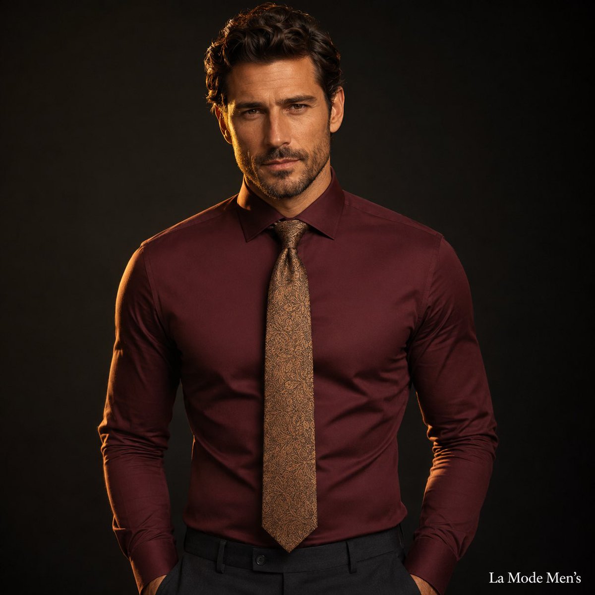 LaModeMens1's tweet photo. Burgundy confidence meets bronze sophistication.
A sharp slim-fit shirt and patterned tie combination made for business, special events, and memorable entrances.
Shop La Mode Men’s:
https://t.co/TfyTqxHzcC
#MensStyle #SlimFit #LaModeMens https://t.co/7XpNv6iTaS