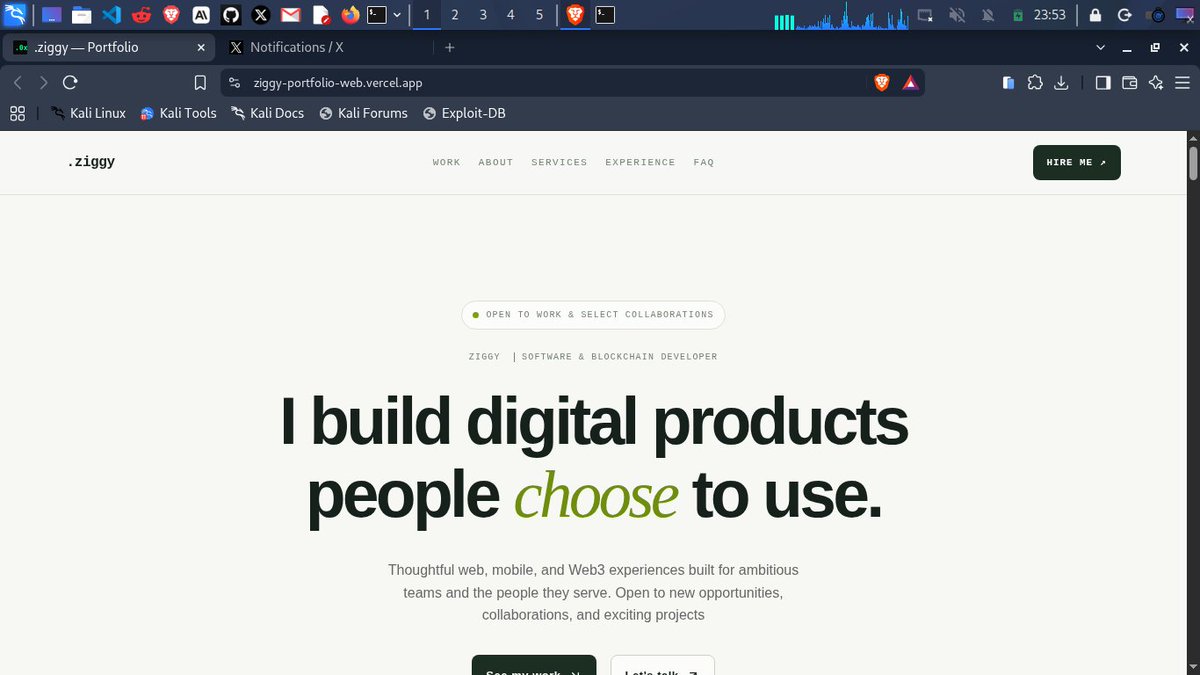 Ziggy personal portfolio — app preview
