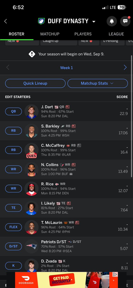 ThomasDuffy13's tweet photo. 12 man half ppr https://t.co/w0BjHbKsqp