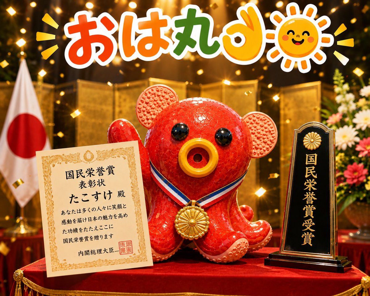 kawasyo1002's tweet photo. おは丸です🙆☀️

9月5日❗  どようび❗

今日は国民栄誉賞の日‼️

1977年に王貞治さんへ第1号の国民栄誉賞が贈られたことにちなんだ日✨️
みたいです😁‼️

今日は朝から涼しい😆✨️少し寒いくらいです😅

みんなも体調崩さないように気をつけていきましょ⤴️⤴️

久しぶり連休なんで自分も楽しみます😆👍

今日も最高の１日にしましょう🙌⤴️⤴️

国民栄誉賞受賞❔🐙たこすけ🐙
