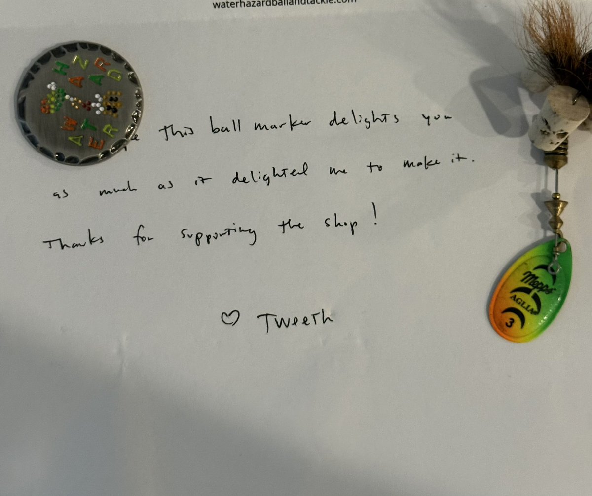 angiemaesmithh's tweet photo. Thanks for the lure @tweeth_mitchell #WHBTC
Can’t wait to go fishing.
Oh the ball marker is cool, too. 😜 https://t.co/Vk0G7ASyA2
