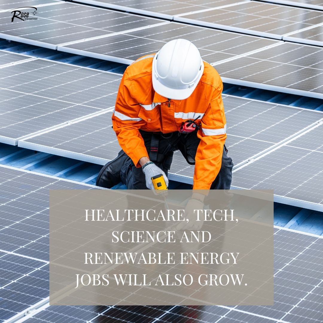 RoseInt's tweet photo. The job market will look different by 2035, as a new wave of specific and overall growth expected over the next decade. The Bureau of Labor Statistics (BLS) reported U.S. employment would gain 5.9 million jobs between 2025 and 2035, a 3.5% increase with healthcare, technology, science and renewable energy among the areas accounting for a majority this positive change. With 41% growth, nurse practitioners are expected to see the fastest growth, followed by solar photovoltaic installers at 36.5% and data scientists at 34.6%. These projections reflect broader shifts driven by an aging population, AI and rising electricity demand.

#RoseInt #PeopleMakingItHappen #JobsOutlook #FutureofWork

📷: Canva Pro, Shutterstock