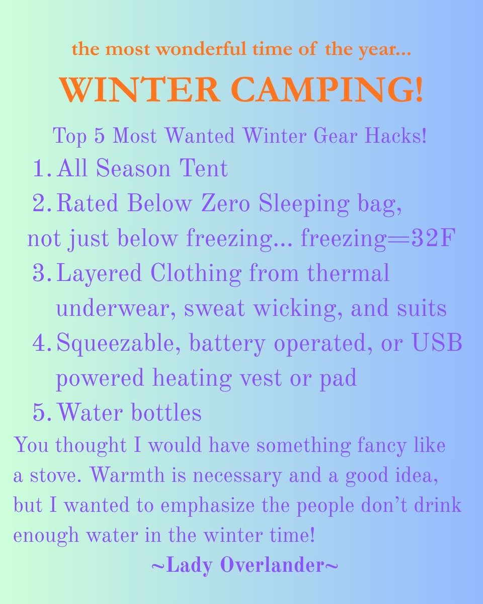JenniferMa5d's tweet photo. My favorite time of year is coming up! #winter2026 #wintercamping https://t.co/7JSsOxXzCa