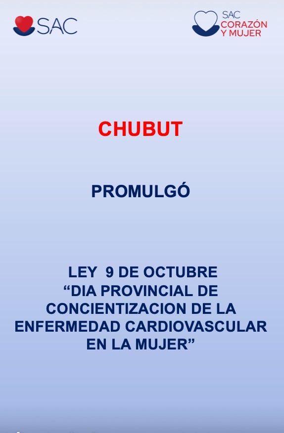 CorazonyMujer's tweet photo. 📣📣 Chubut se suma a la prevención cardiovascular de la mujer! 

Se promulgó el 9/10 como día provincial de concientización de la enfermedad cardiovascular de la mujer 💪🏻🙌🏼

A seguir avanzando en este sueño 🫀 https://t.co/myY1ehHVps