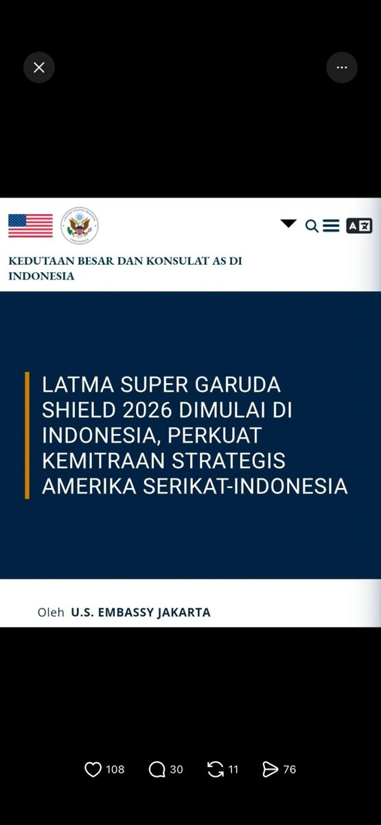 bydesone's tweet photo. ada teori baru soal dentuman di bandung semalem:

•​ternyata lagi ada latihan militer gabungan "super garuda shield 2026" (as-indonesia) dari 31 agustus - 11 september
• ​salah satu lokasi latihannya emang di bandung

​disclaimer: ini masih murni dugaan sementara ya. secara jadwal dan lokasi emang pas, tapi belum ada rilis konfirmasi dari pihak berwenang kalo suara semalem beneran dari sini. tetep tunggu info pastinya