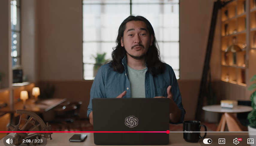 Packyonsol's tweet photo. OPENAI NEW VIDEO THEY POST THE FROGE STICKER ON THEIR LAPTOP AT 2:08 CHECK FOR YOURSELF.

https://t.co/V4rvEpyxNm https://t.co/woZpF0MPVp