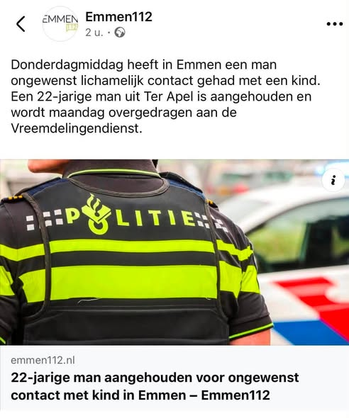 PetraDreves's tweet photo. OUDERS, WEES ALERT! 📷
Er gaan zeer ernstige berichten rond over een asielzoeker uit Ter Apel die zich zou hebben vergrepen aan kinderen in de Rietlanden in Emmen. Als dit klopt, is dat ronduit misselijk en onacceptabel!
Let op je kinderen!!!!!!!!! https://t.co/ItKmaw4bHL