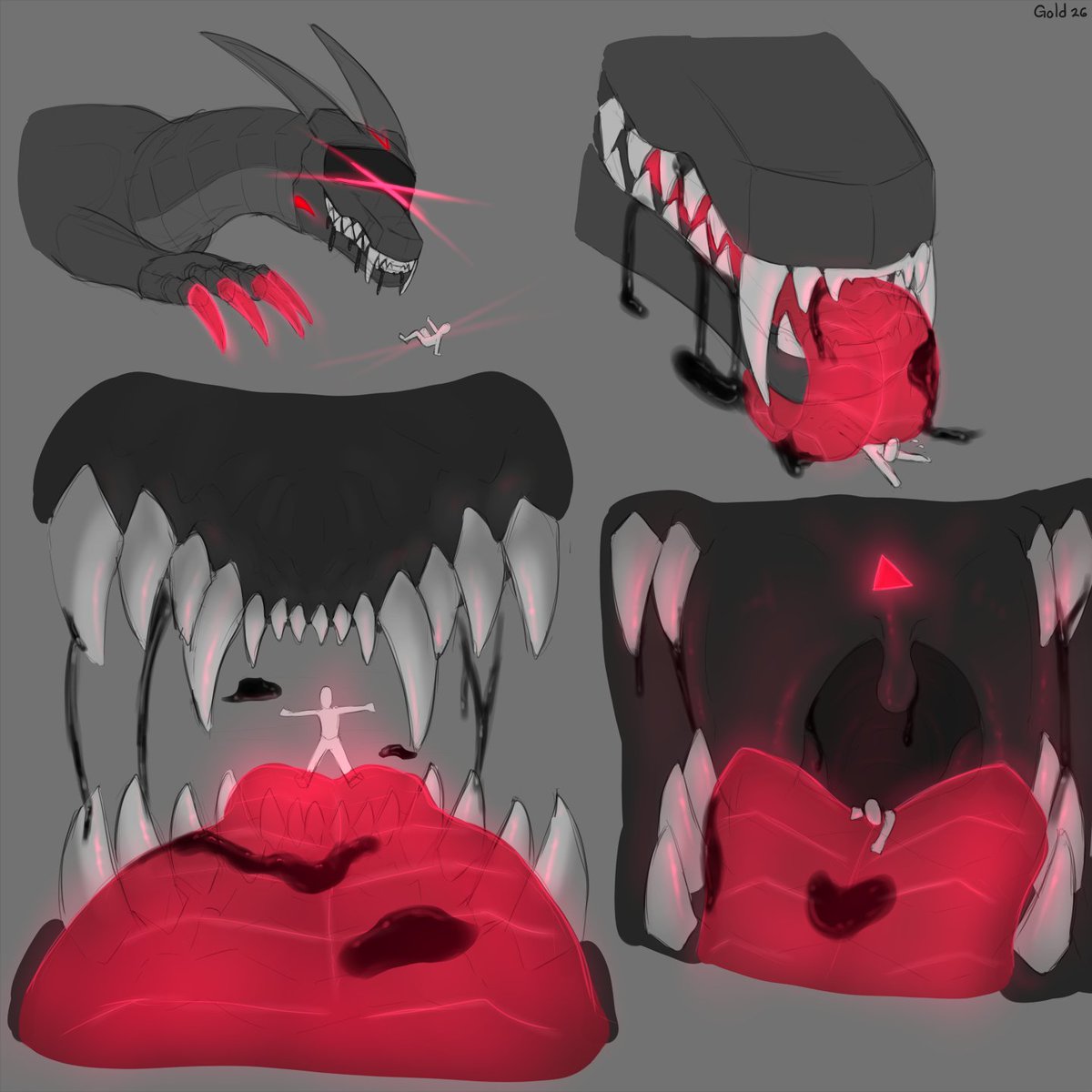 DrgnGold's tweet photo. CW: Vore / Mawshot

"The disassembly dragon G-P01 is highly successful at hunting down and  capturing their target. The Synth seems to take their time with their  captured prey before consumption." https://t.co/ir7bgj65lr