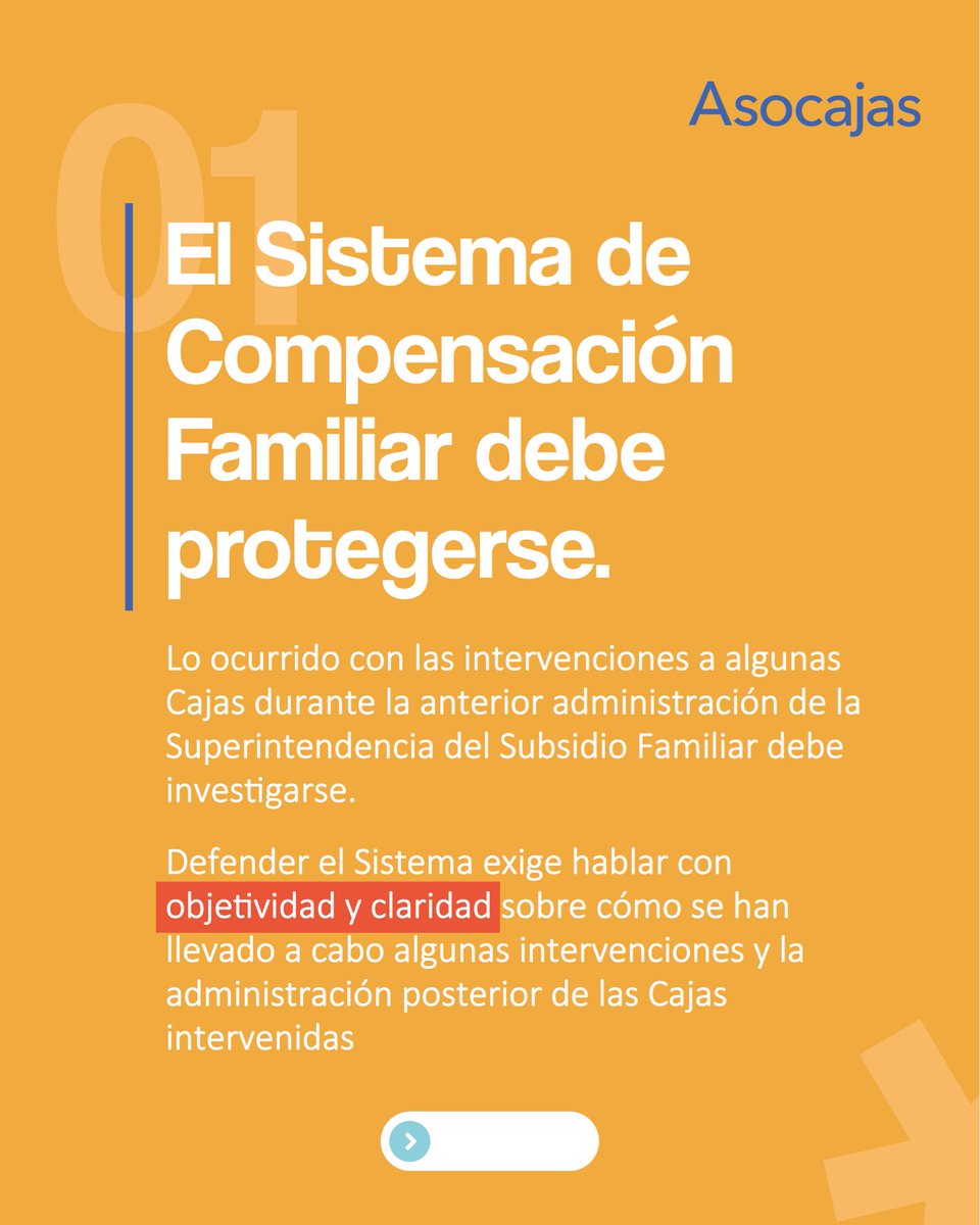 ASOCAJAS's tweet photo. Defender el Sistema de Compensation Familiar también implica hablar con objetividad y claridad sobre aquello que debe corregirse.

Desde Asocajas hemos sido consistentes en nuestro llamado a que las intervenciones a las Cajas respondan a criterios técnicos, reglas claras y respeto por el debido proceso.