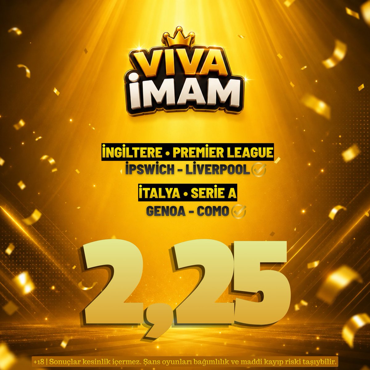 vivaimam's tweet photo. 📸 x2.25! 🔥🔥🔥🔥🔥
🥂 Viva İmam Classico! 👑✨Pazartesi–Cuma destek paketimizdeki tüm üyelerimizi tebrik ediyoruz! 🥳

👇 Destek paketimize katılmak için:
https://t.co/iQwnfLVIer

ⓘ 18+ | Şans oyunları bağımlılık ve maddi kayıp riski taşıyabilir. Sonuçlar kesinlik içermez. https://t.co/rH8g1htbZe