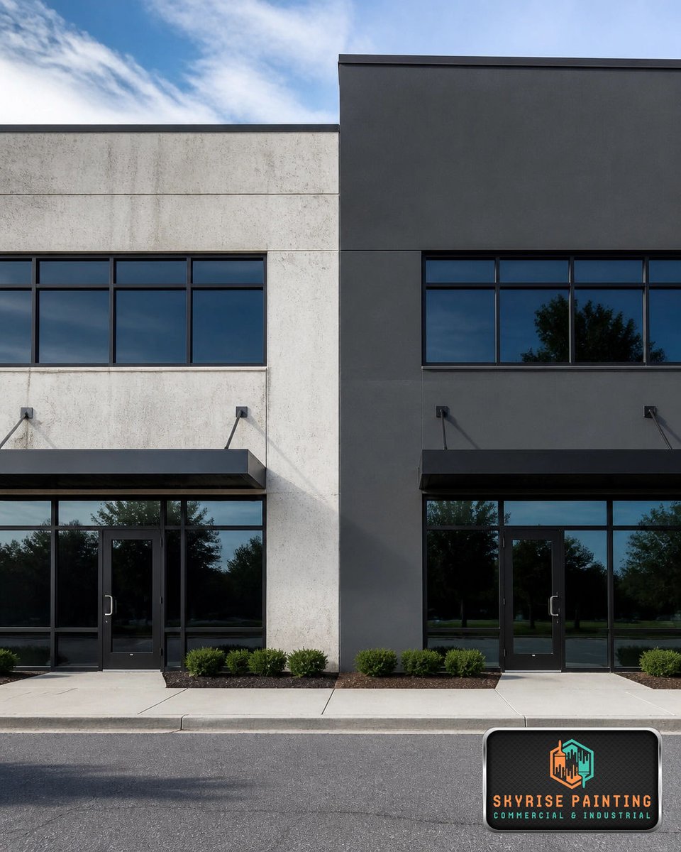 SkyriseP's tweet photo. Summer did a number on your exterior. Make the summer-to-fall switch with Skyrise weather-resistant coatings: crisp curb appeal and lasting protection. #SkyrisePainting #CommercialPainting https://t.co/bFa4YHCTyf