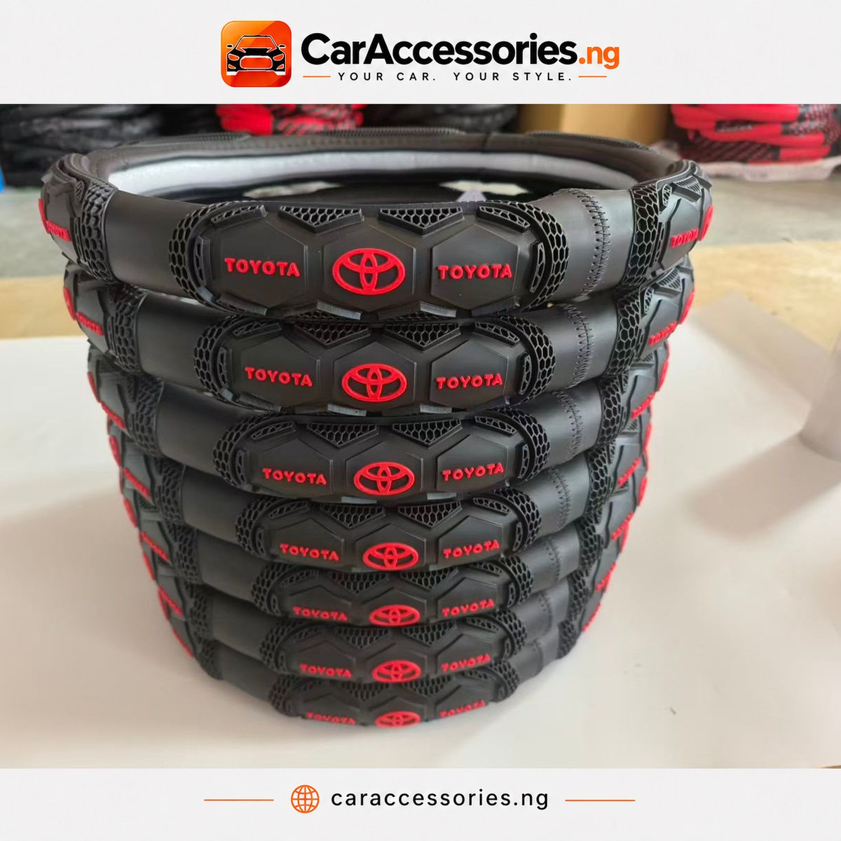caraccessory_ng's tweet photo. Upgrade your drive with our Premium Steering Wheel Covers — available in all-black and tiny red Toyota editions.

Price: ₦12,000

Visit our store:
98 Awolowo Way, Ikeja
(Opposite MAN House, Adjacent SLOT HQ)

Call or WhatsApp: 08167386753
Online Order: https://t.co/M6ADxzmbWI

Your Car. Your Style.

#CarAccessoriesNG #SteeringWheelCover
