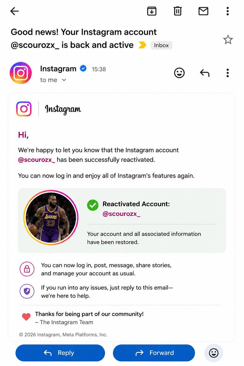 Cyber_syt1's tweet photo. This Instagram account was mistakenly disabled last week, but it's now fully restored and active. Not every suspension is permanent, and not every suspended account violated the community rules. #reactivated https://t.co/LITDHdWHOx