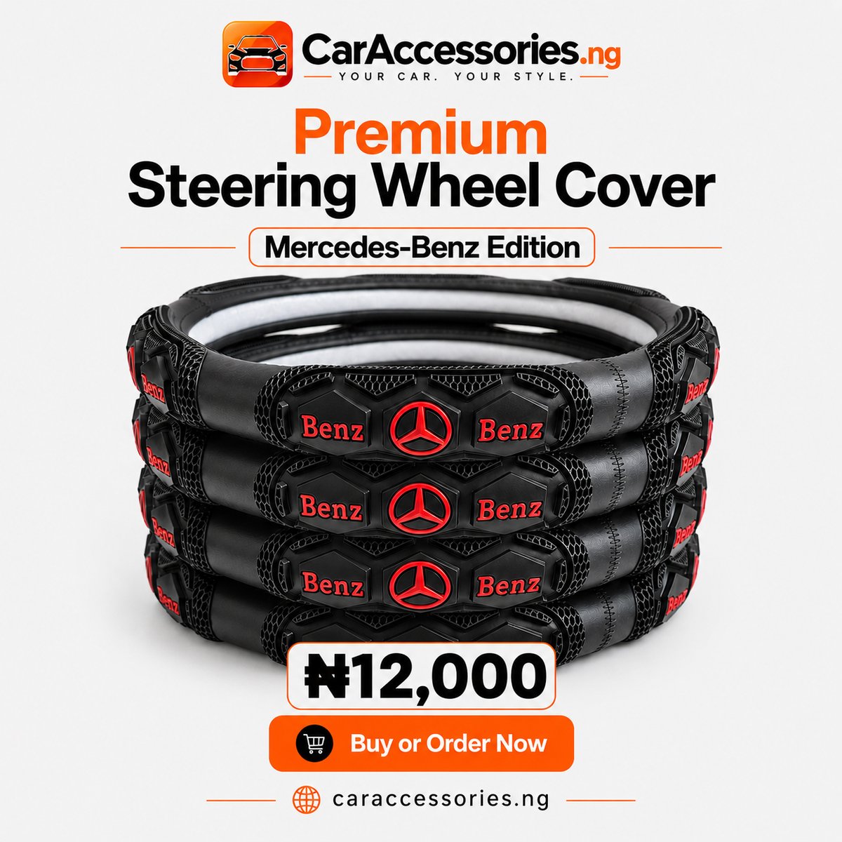 caraccessory_ng's tweet photo. Upgrade your drive with our Premium Steering Wheel Covers — available in all-black and tiny red Mercedes-Benz editions.

Price: ₦12,000

Visit our store:
98 Awolowo Way, Ikeja
(Opposite MAN House, Adjacent SLOT HQ)

Call or WhatsApp: 08167386753
Online Order: https://t.co/M6ADxzmbWI

Your Car. Your Style.

#CarAccessoriesNG #SteeringWheelCover