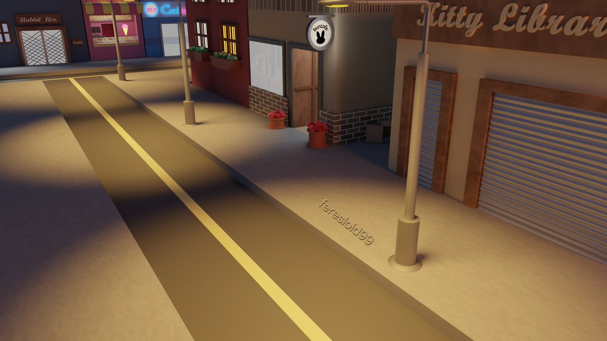 Feresloid99's tweet photo. I made my husband a videogame (visual novel) for our anniversary ♡
It's my first game ever!
Here's one of the enviroments I made for it, the city at day and at night!
#blender #b3d #art
#gamedev #indiegame https://t.co/N5eaBBUqbL