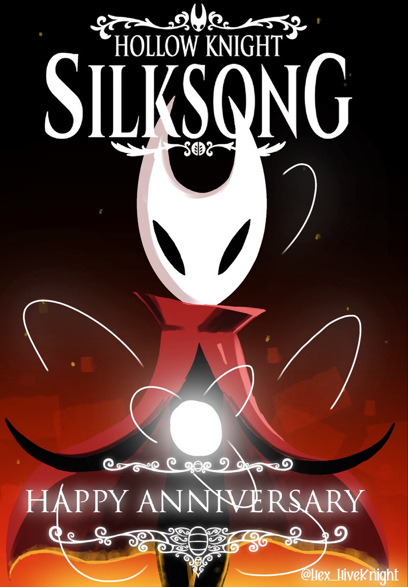 Hex_HiveKnight's tweet photo. Happy anniversary to one of the best games ever made in video game history. 

#silksong #silksongfanart  #hollowKnight #digitalart https://t.co/5lCj0P0M4P