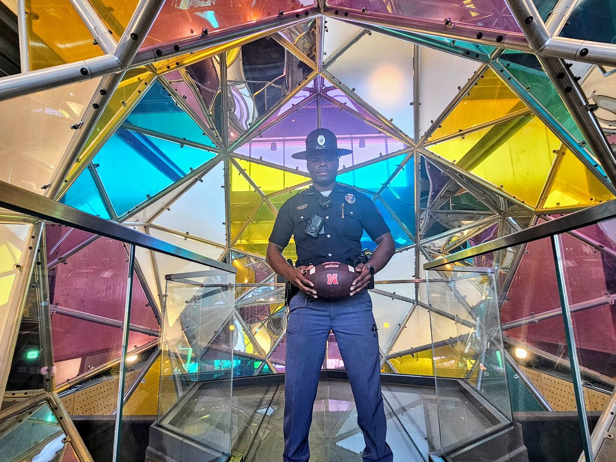 NEStatePatrol's tweet photo. The Husker #GameBallRelay is nearly complete. The ball has made it to the Metro! Trooper Evans and Trooper Earl visited @OmahaFireDept, Life Net at @unmc, and some downtown views.

Look for the ball at some Friday Night Lights games tonight before it make it back to Lincoln. 

Make your Husker game plan ahead of time. Leave early, be patient, stay hydrated, and GBR!!!