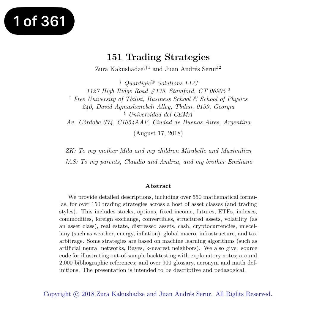 KirkDBorne's tweet photo. Mathematics for Trading -- 151 Strategies (download 361-page PDF):
https://t.co/OJ1X9QH2JB https://t.co/2bN5jGs0xT
