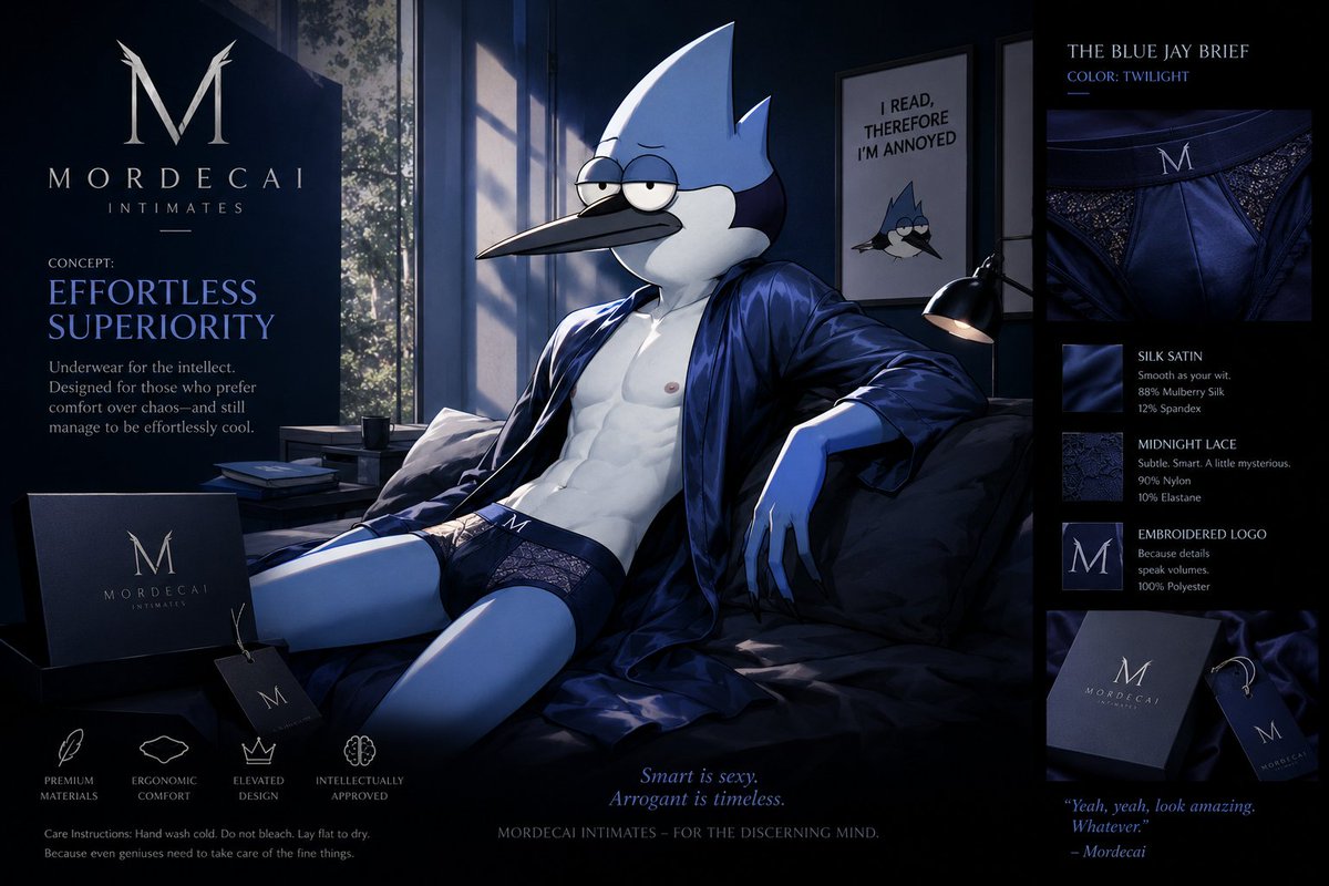 Aiunderwearguy's tweet photo. Always liked Mordecai. Always kinda got gay vibes from him #underwear #mordecai #regularshow https://t.co/ayCTWvhj1E