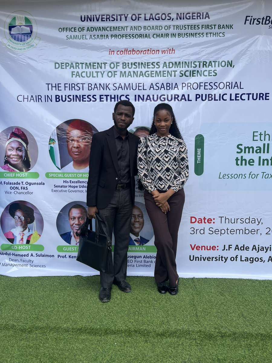 Unilag_CGC's tweet photo. The SCGN Corporate Governance Club, Unilag, had the privilege of attending the First Bank Samuel Asabia Professorial Chair in Business Ethics Inaugural Public Lecture, organized by the University of Lagos in collaboration with the Department of Business Administration, MSA. https://t.co/r4O5FB00zg