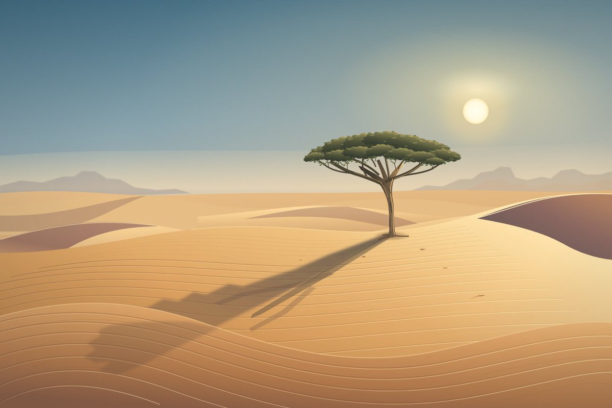 Astra-generated SVG of a desert landscape with long shadows and clean line work