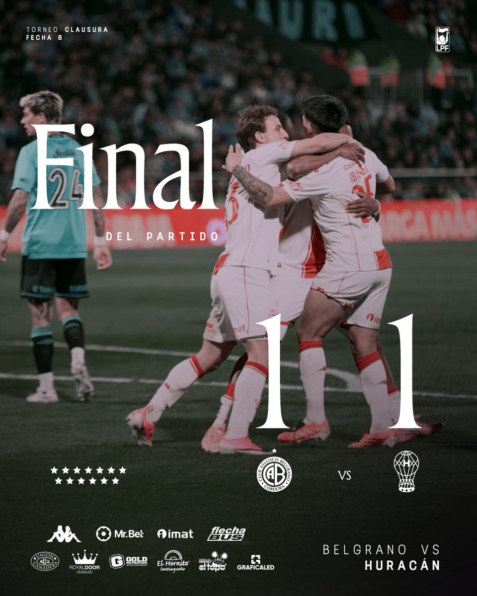 CAHuracan's tweet photo. #JuegaHuracán 🎈|⏱️ 53' ST
🔚 Final del partido

#Belgrano (Fernández) 1 - 1 #Huracán (Caicedo) https://t.co/WpoQRxURZA