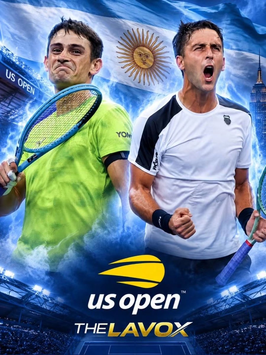 TheLaVox's tweet photo. En el deporte también vale el nacionalismo, y no hace falta una #CopaDavis para representar a tu país. El #USOpen dejó una postal deliciosamente argentina: Tomás Martín #Etcheverry y Mariano #Navone terminaron cruzándose en tercera ronda sabiendo que uno tendría que marcharse, pero celebrando algo antes del primer saque: Argentina tendría asegurado un representante entre los últimos 16. #Etcheverry lo había dicho mientras esperaba que avanzara su compatriota. No pidió rival cómodo; pidió una bandera celeste y blanca sobreviviendo otra ronda.

Y había razones para abrazar la idea. Mariano #Navone llegó hasta allí después de cargarse a Novak #Djokovic y Matteo #Berrettini; Tomás Martín #Etcheverry hizo su propio camino hasta convertir Nueva York en territorio compartido. Después competirían, porque nadie regala un punto por el pasaporte. Pero antes entendieron algo más grande: también se representa a la patria sin escuchar el himno ni llevar ARG en la espalda. Uno avanzará y otro se irá, pero Argentina seguirá ahí. Como escribió José #Hernandez: “Los hermanos sean unidos”. Hasta con una red de por medio.
