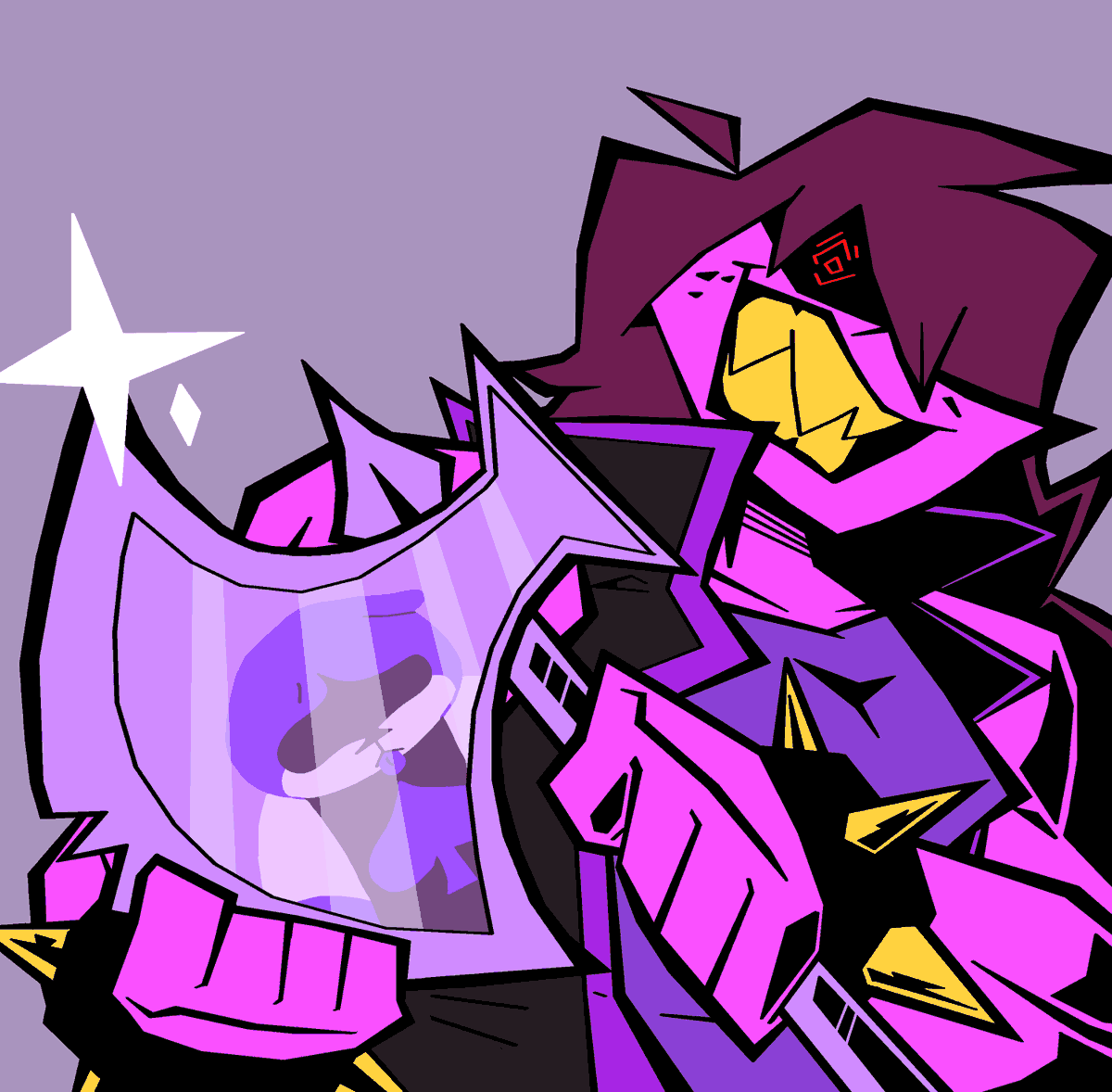 jerry4596's tweet photo. heres a wip of susie fighting lancer from chapter 1. im tryna get the reflection right how is it? https://t.co/zvIyHPfvSa