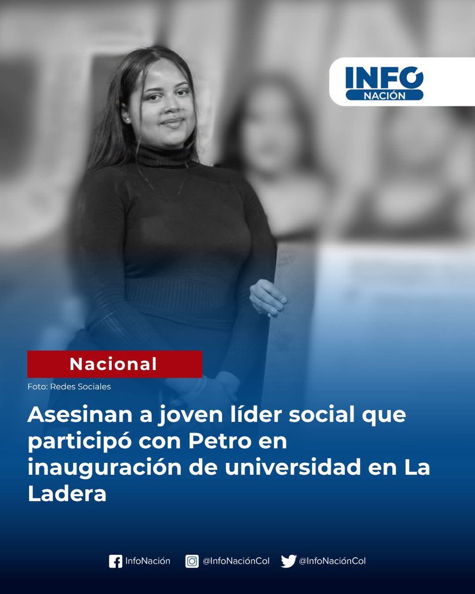 MissPoirot07's tweet photo. ¿POR QUÉ NADIE ESTÁ HABLANDO DE ESTO?
Asesinaron a Alejandra Moreno Paz, una joven líder social, artista y percusionista que trabajaba con su comunidad en la Comuna 20 de Cali.
¿Dónde están los grandes titulares? ¿Dónde está la indignación nacional? ¿Dónde están los que llenan horas de televisión hablando de “los jóvenes”?
La mataron cerca del lugar donde hacía trabajo comunitario.
¡NO PODEMOS NORMALIZAR QUE EN COLOMBIA ASESINEN A QUIENES LIDERAN EN LOS TERRITORIOS Y EL PAÍS SIMPLEMENTE SIGA DE LARGO!

Que su nombre se conozca: ALEJANDRA MORENO PAZ.