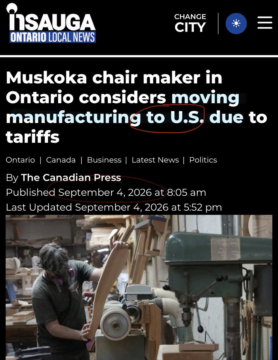 MelissaLMRogers's tweet photo. SAD 🇨🇦 A 71 year old Ontario Business that builds Muskoka chairs (the furniture of Canadian cottage country) is now looking to relocate manufacturing to the United States 

Could have been different 😒 https://t.co/Bx93WSO09j