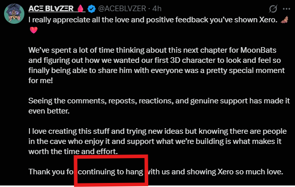 MoonbatsCurse's tweet photo. Hey @ACEBLVZER You understand that you might have 15 people hangin including 4 of the part-time team members. People DM me complaining that only have ONE 3D NFT after 1.5 years. They thought the community was finally getting rewarded. Are you worried about yourself? @MoonBatsMFC https://t.co/iN9D2O0pvY
