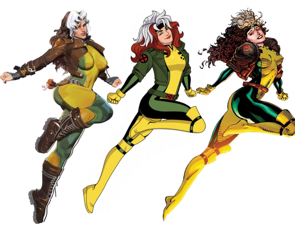 comfortrogue's tweet photo. rogue in marvel rivals vs xmen97 vs comics https://t.co/xf2TgTPKxA