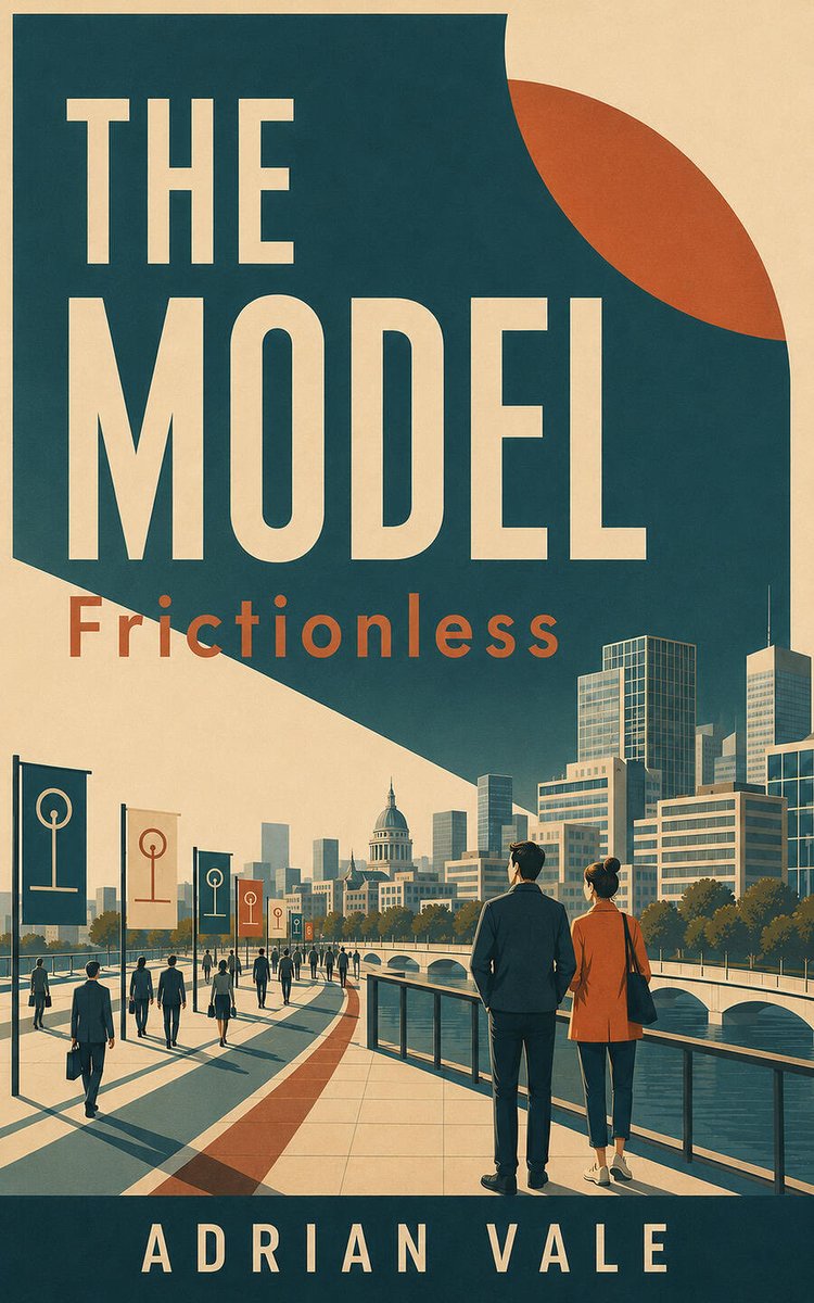AdrianValeBooks's tweet photo. Some dystopias arrive as collapse.

This one arrives as relief.

THE MODEL: Frictionless is near-future sci-fi about an AI-shaped city where life has become safer, smoother and easier - until real choice starts to look like a system error.

The narrator audits the rare moments people behave outside the model. Wrong routes. Wrong books. Wrong attachments.

Then the errors begin to look like the only human things left.

Available on Kindle Unlimited: https://t.co/Qs8ZZ6ibdy