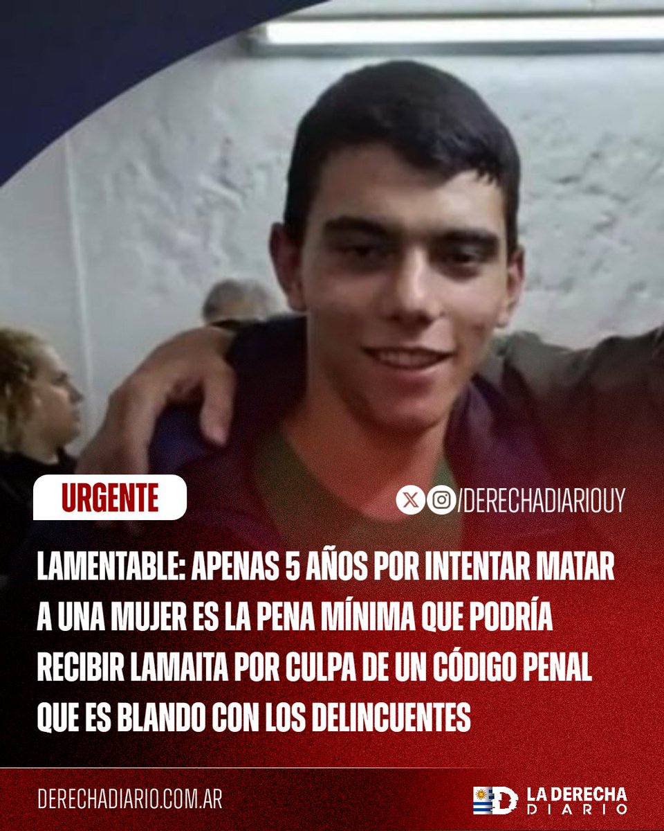 DerechaDiarioUY's tweet photo. 🇺🇾 | ¿Y SI PROBAMOS CON MANO DURA?: Gracias a nuestra bondadosa casta política, que insiste en impartir cursos de género y deconstrucción a los delincuentes, en lugar de disuadirlos con represión y penas duras, Lamaita podría convertirse en el beneficiario de una condena laxa. https://t.co/0pXiImL58g