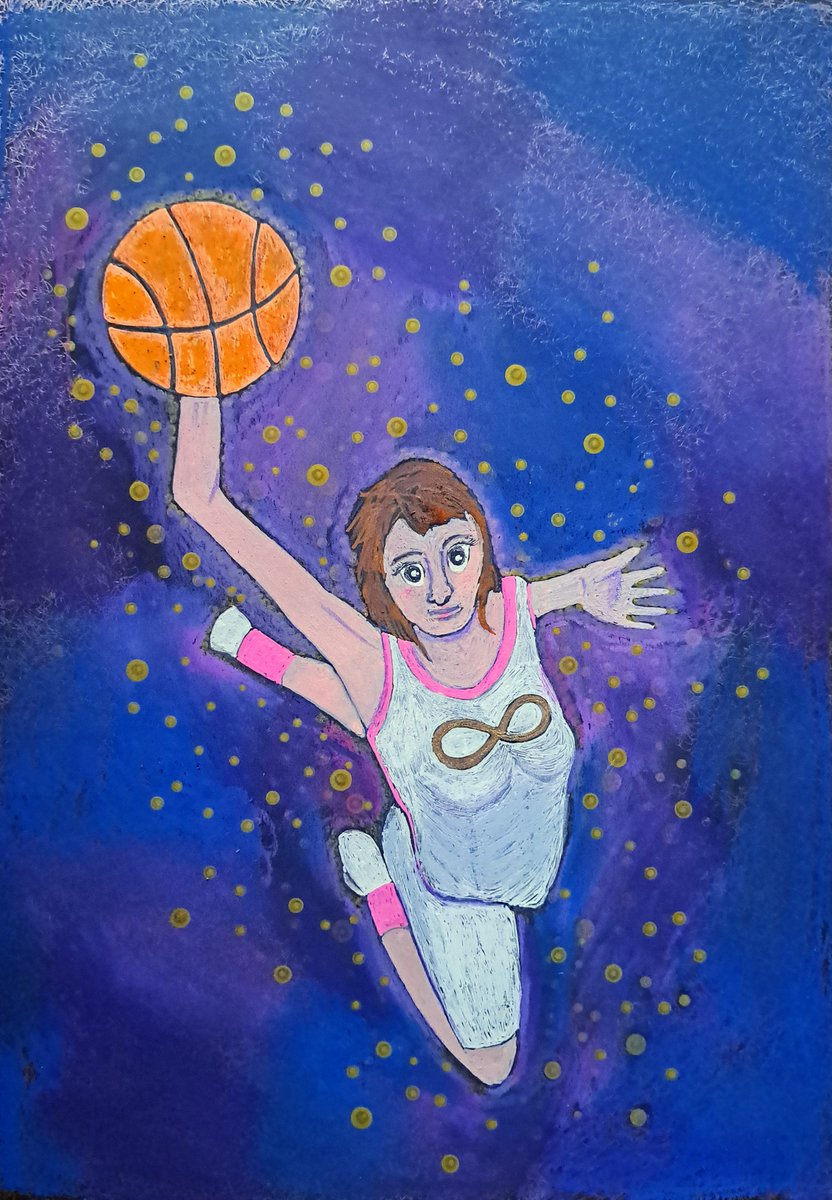 paralymartcup's tweet photo. ４年に一度のバスケ女子Ｗ杯がドイツ・ベルリンで開幕しました🏀
１次リーグの初戦のマリ戦、日本は第４Qで逆転し１０２－９７で白星スタート✨
今日、日本時間の深夜には、開催地ドイツと対戦します。

2025年の日本バスケットボール選手会賞「無限のジャンプ」は、女子バスケットボールを描いた作品。
受賞時、作者のフミ　スギタニさんは「本作はシュートを決めようとする選手を上から見下ろした構図で描き、その迫力を表現しました。この作品を通じて、より多くの方にバスケの魅力が届くと嬉しいです」とコメントを寄せてくれました。

９月２０日の締め切りに向けて、続々と作品が届いています。
あなたの無限の可能性をアートで表現してみませんか😄

応募概要はこちら👇
https://t.co/Ja84PZtiA8

#パラリンアートカップ
#作品募集中
#締め切りは９月２０日
#バスケ女子Ｗ杯
#FIBA女子バスケットボールワールドカップ