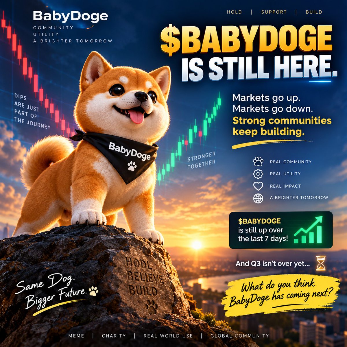 BabyDogeDailyX's tweet photo. 🐶🔥 $BABYDOGE IS STILL HERE.

Markets go up. Markets go down.
Strong communities keep building. 💪

$BABYDOGE is still up over the last 7 days 👀

And Q3 isn’t over yet… ⏳

What do you think BabyDoge has coming next? 👀🐶

$BABYDOGE #BabyDoge #Crypto #Memecoins https://t.co/pBou88apij