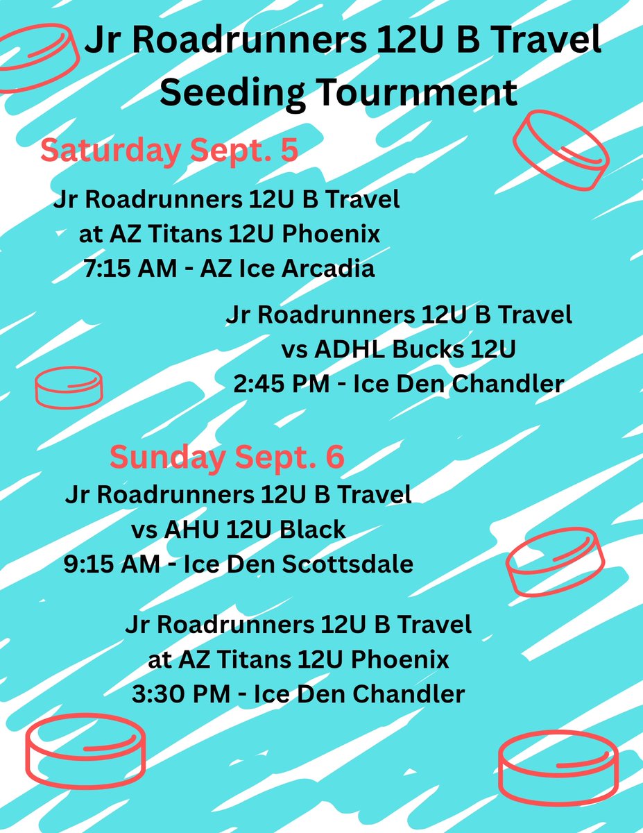 JrRoadrunners's tweet photo. Best of Luck to our 12U Travel Teams and our 10U Travel teams as they start their seeding tournament this weekend. Let's go, Junior Roadrunners https://t.co/RHH4GI1mjk