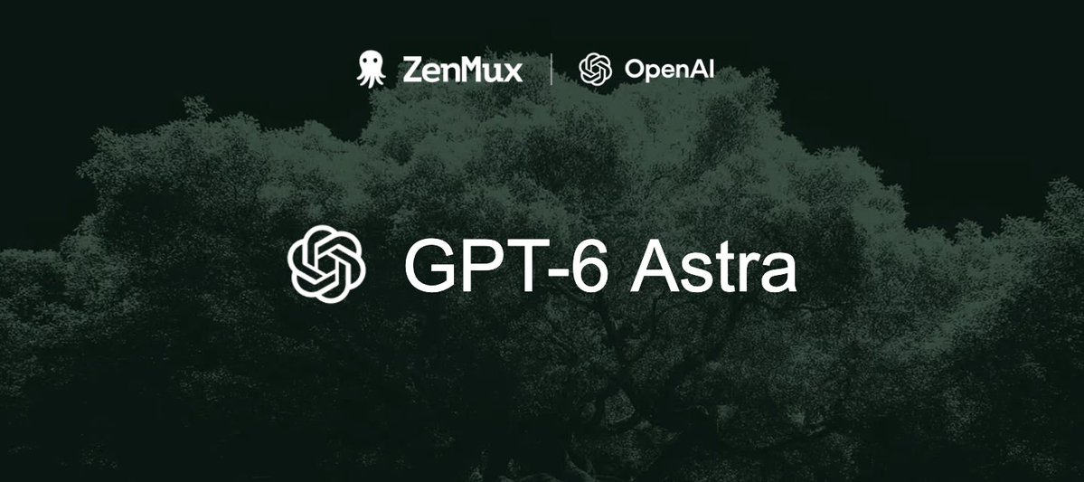ZenMuxAI's tweet photo. 🚀 OpenAI: GPT-6 Astra is now live on ZenMux!

@OpenAI 's most capable model for teams running complex agent workflows across code, browsers, research, and document work.

- Strong on reasoning, coding, computer use, research, and document creation
- Built for multistep workflows across code, browsers, and professional software
- Often uses fewer output tokens for lower estimated cost per task than earlier models

Use it for repo-wide debugging, browser-driven research, or turning a messy brief into a finished doc.

Put it in your agent workflow 👉 https://t.co/cmp3qRdUu2

#ZenMux #Agents #GPT6 #AGI #ASTRA