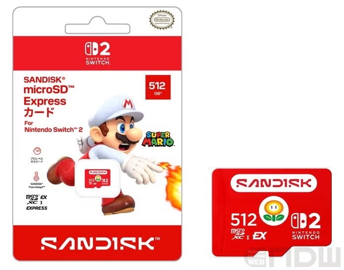 NDW_info's tweet photo. 【グッズニュース】Nintendo Switch 2 用「microSD Expressカード」に512GBが10月1日発売
https://t.co/wB3Tt6W2XP

新たにSanDiskの512GBが発売。
ファイアマリオのパッケージが目印となっています。 https://t.co/S3pLkU0YRk