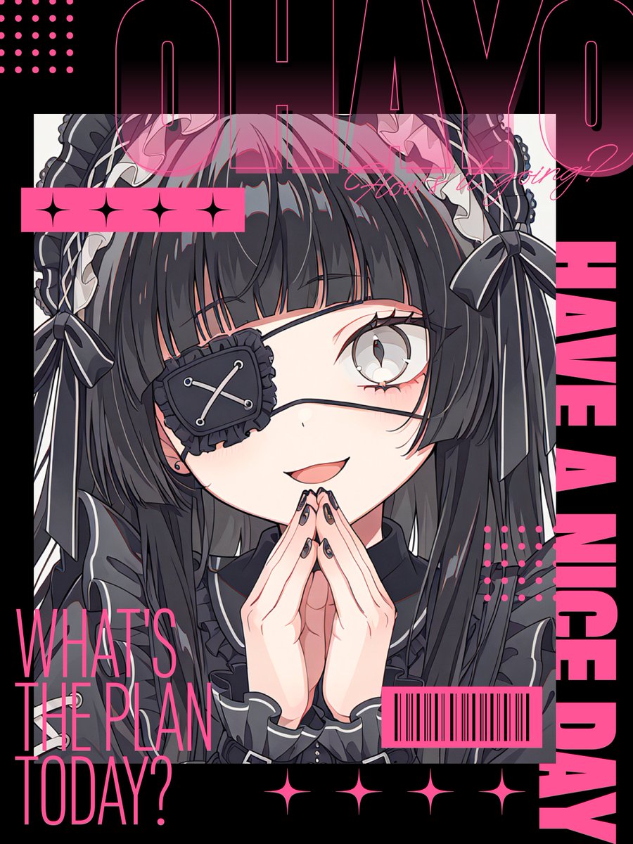 nanahachi2nd's tweet photo. 【フリー素材配布】
たまにはブラックメインでクールに🖤🩷
9月6日（日）の「黒の日」にも使える
おはV素材です✨

※「黒の日」専用ではありませんので、普段使いにもどうぞ〜❣️

🔽カラバリはリプへ🔽 https://t.co/fTHHVPrwfb