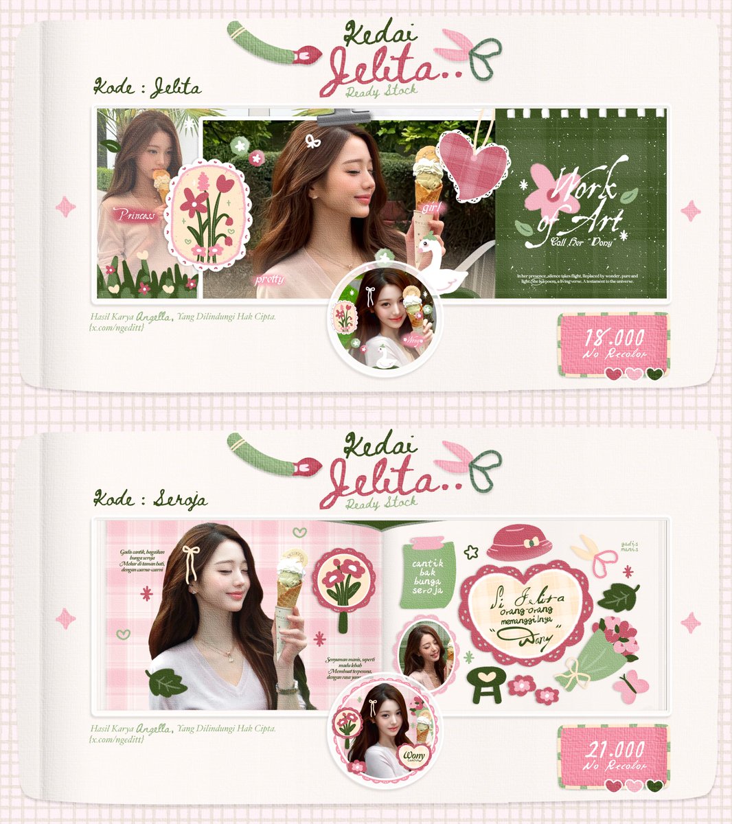 ngeditt's tweet photo. ⠀⠀⠀
⠀⠀⌗ ꒰ᐢ. .ᐢ꒱₊ ⠀ ⠀ 

selamat weekend semuaa!<3
tolong bantu RT Ya!^^

El punya
Layout ready stock
Serba serbi
wonyoung wony ive .ᐟ

 ꩜ .ᐟ #zonauang

Bisa dijemput lewat dm yaaa🍃
⠀⠀⠀ https://t.co/HHlDZL7Cqb