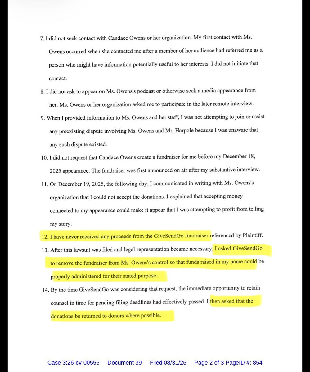 ErikaCA47's tweet photo. Trouble in Podslopper Paradise. ‼️

Mitch Snow’s recent filing in the Harpole lawsuit over Fort Huachuca, he essentially exposes the GiveSendGo sham. He says…

> He never received the funds. 

> He asked for the funds to be sent to him for its intended purpose. 

> When that never happened, he asked for the funds to be returned to donors. 

Yet the fundraiser is still active with no beneficiary listed at just over 150k. Where did that money go?! Big yikes. 😬