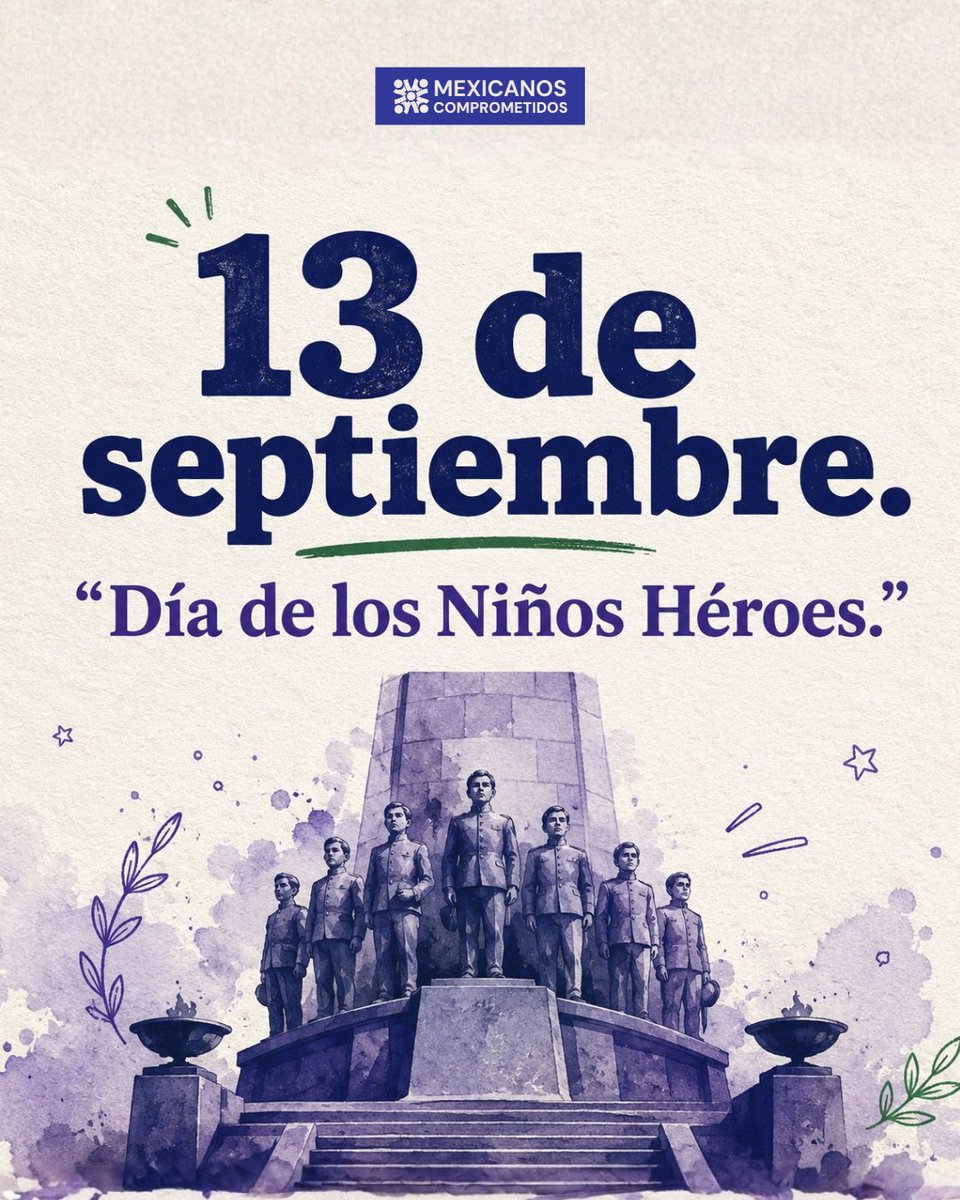 MxComprometidos's tweet photo. 13 de septiembre: Día de los Niños Héroes. El valor cívico no es cosa del pasado — es una elección diaria. ¿A quién admiras por su valor cívico? #MexicanosComprometido #niñoshéroes https://t.co/Q8alju8SNI