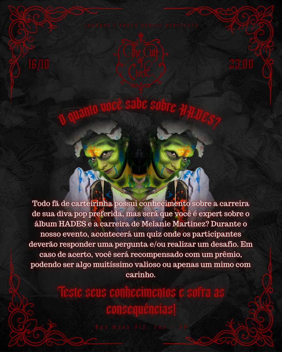 crybabyspartybr's tweet photo. 𝔣𝔢𝔢𝔡 𝔱𝔥𝔢𝔪 𝔱𝔥𝔢 𝔭𝔬𝔱𝔦𝔬𝔫!

Pensaram mesmo que nossa festa de halloween não teria um mimo? Além do quiz que já costumamos fazer, teremos um concurso de fantasia com prêmios para o pódio. Confira as informações abaixo! 

🎫 Ingressos: https://t.co/WBNjQdHP87 https://t.co/44mglvhdqr