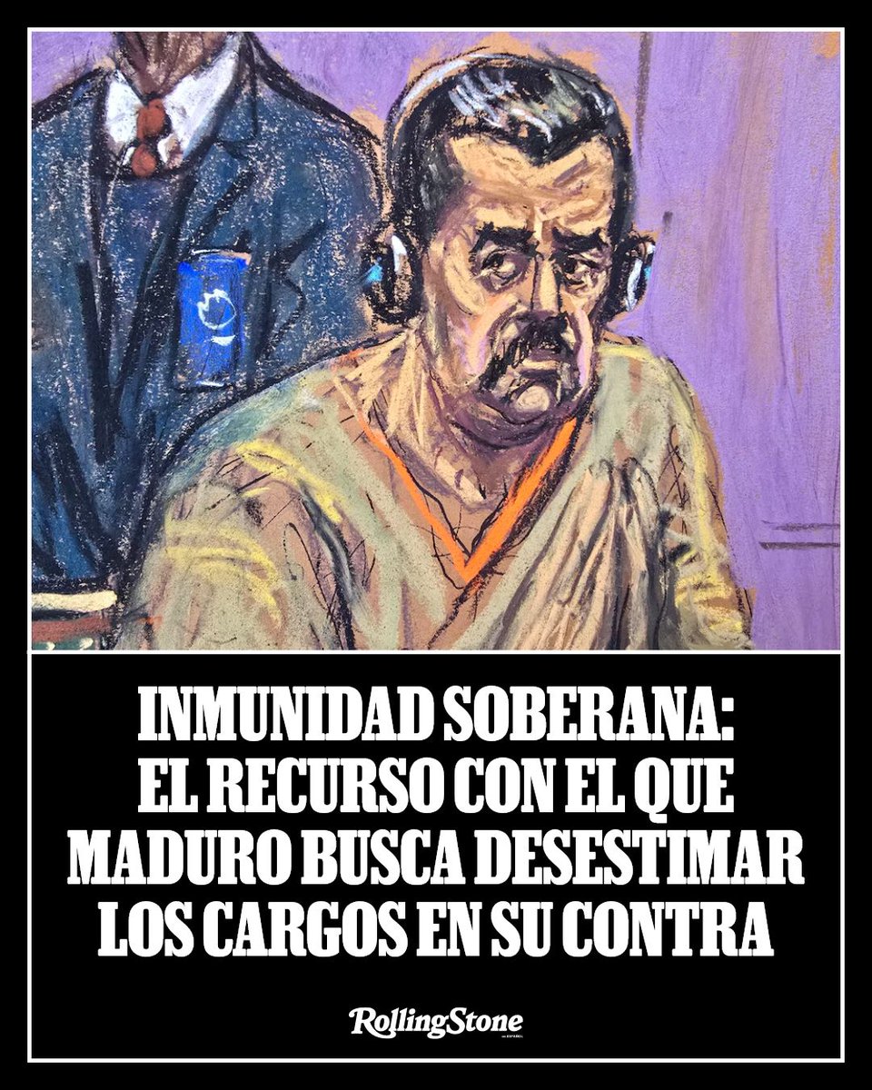 RollingStoneMX's tweet photo. La inmunidad soberana se convierte en el recurso de la defensa de #NicolásMaduro. Sus abogados sostienen que su condición de jefe de Estado lo protege y cuestionan la jurisdicción de EE. UU.
#RollingStoneEnEspañol #Venezuela #Tribunales
https://t.co/KCRcOEWhKD https://t.co/HZgs58IZfw