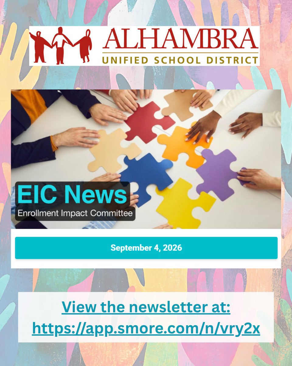alhambrausd's tweet photo. A special newsletter 📰was sent to families and staff.

✨ It contains important info about the Enrollment Impact Committee.

Please read the info 📄, watch the video 🎥, &amp; respond to the survey 📝.

See you at an upcoming Community Conversation‼️

🔗 https://t.co/eWzA7tcLfZ https://t.co/JRVpdkFMyS